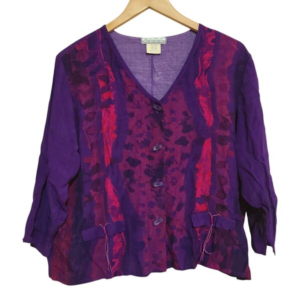 Nino Wong California Purple & Pink Button Up Vintage Blouse Women's Size Small - Picture 4 of 10